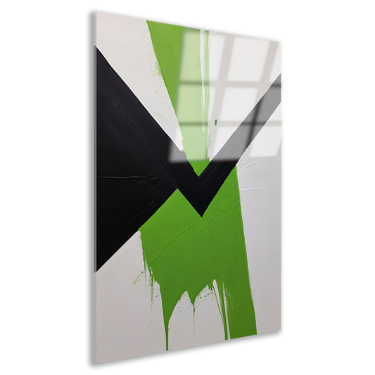 Groene Dynamiek in Minimalistische Abstractie acrylglas