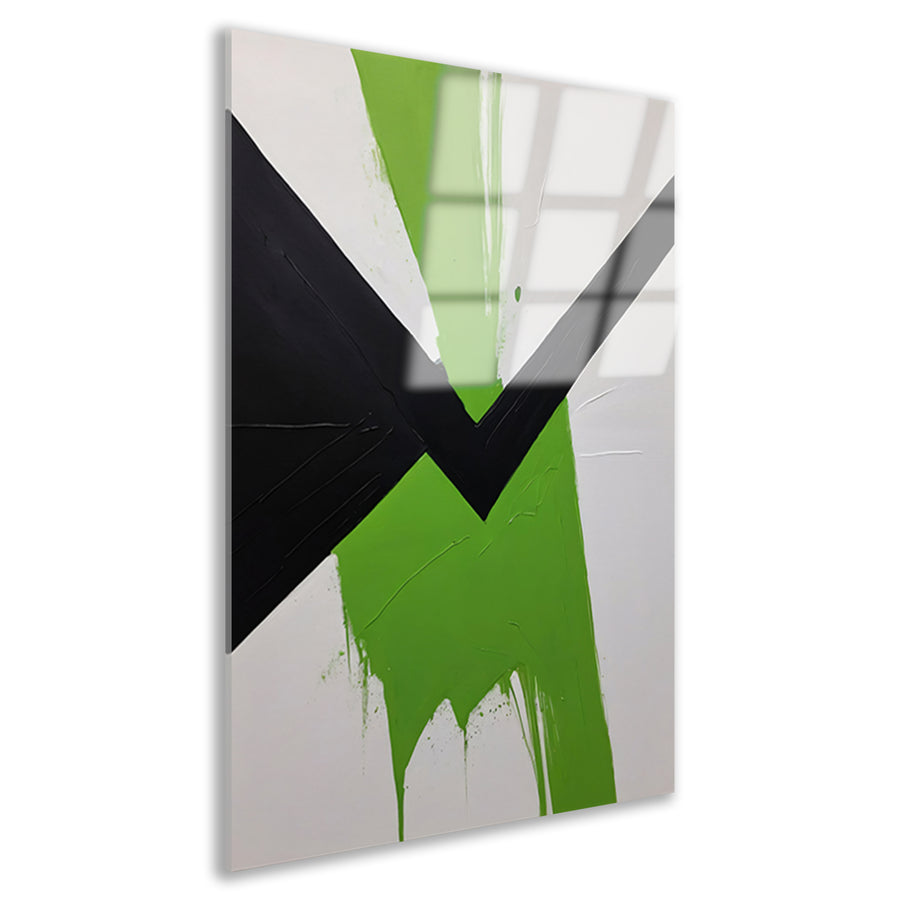 Groene Dynamiek in Minimalistische Abstractie acrylglas