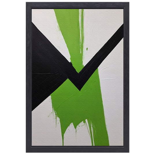 Groene Dynamiek in Minimalistische Abstractie canvas met baklijst