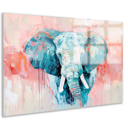 Abstract olifant schilderij met levendige kleuren acrylglas