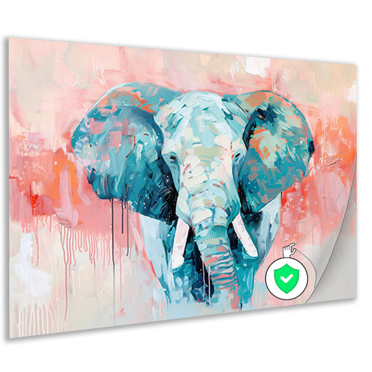 Abstract olifant schilderij met levendige kleuren poster