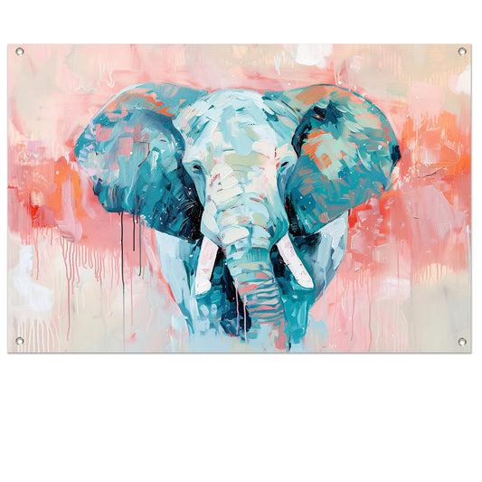 Abstract olifant schilderij met levendige kleuren tuinposter