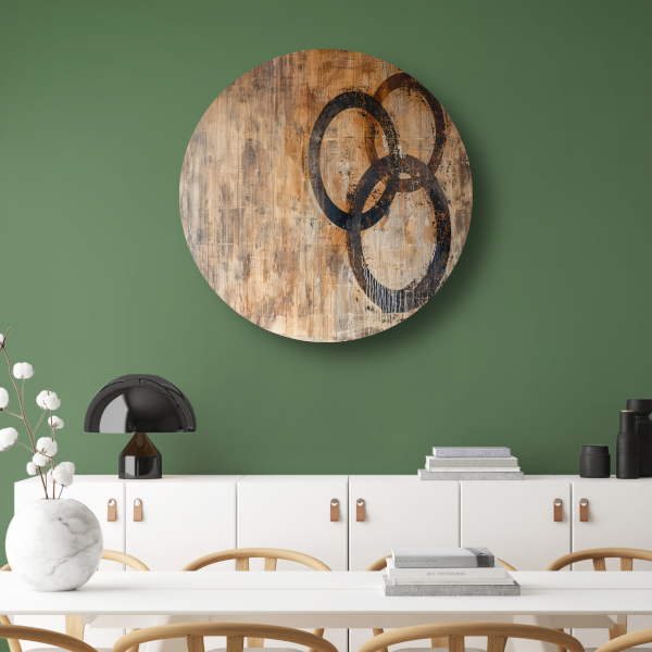 Abstracte Interpretatie van Olympische Eenheid aluminium muurcirkel