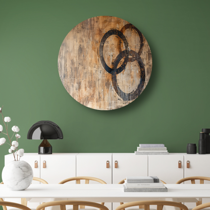 Abstracte Interpretatie van Olympische Eenheid aluminium muurcirkel