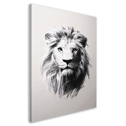 Monochrome illustratie van leeuw in close-up canvas