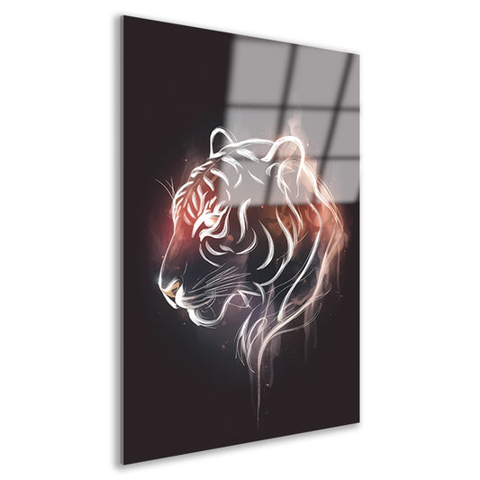 Vurige Tijger in Lijnkunst Illustratie acrylglas