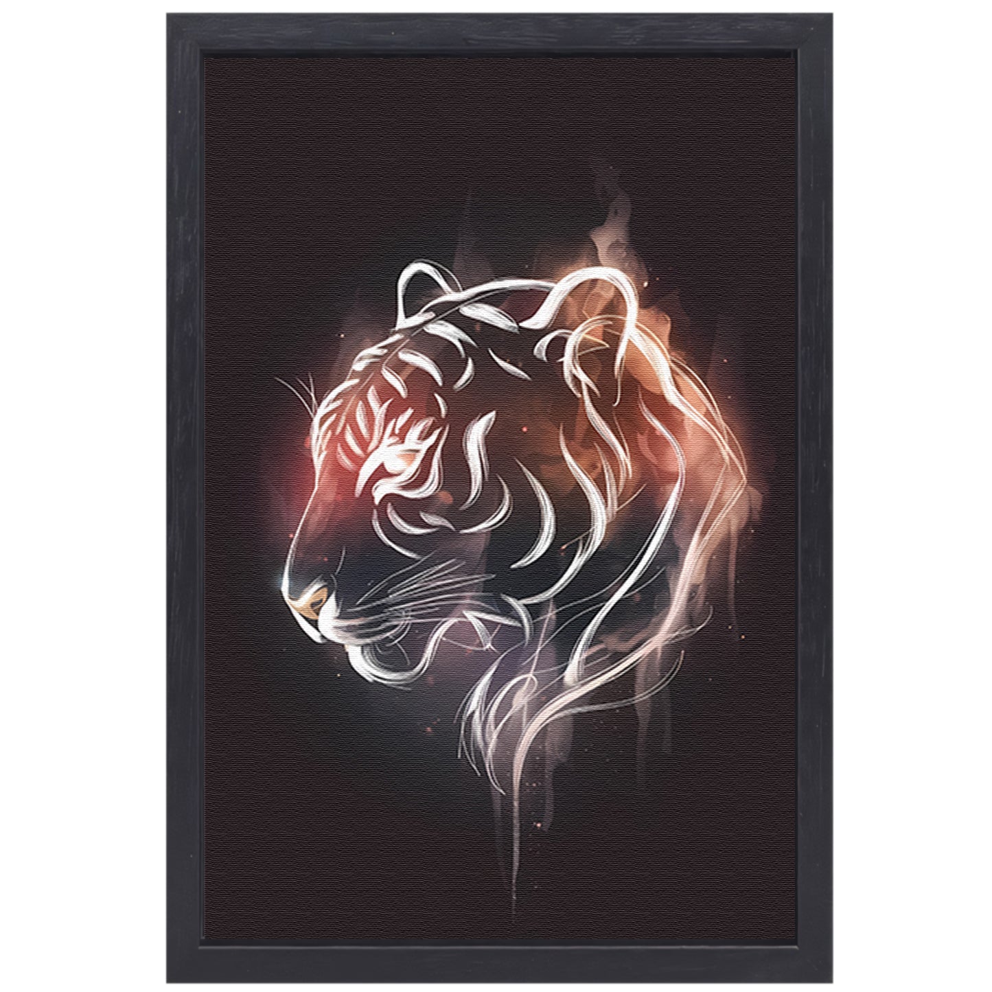 Vurige Tijger in Lijnkunst Illustratie canvas met baklijst