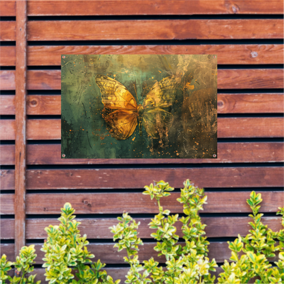 Abstracte vlinder in rustieke stijl schilderij tuinposter