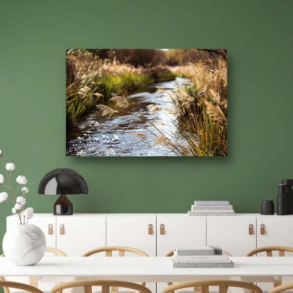 Kabbelende beek in herfstlandschap acrylglas