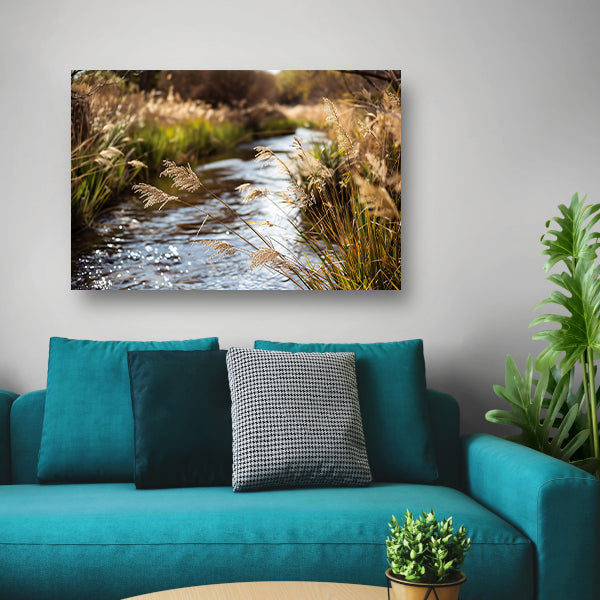 Kabbelende beek in herfstlandschap acrylglas