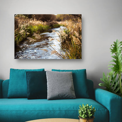 Kabbelende beek in herfstlandschap acrylglas