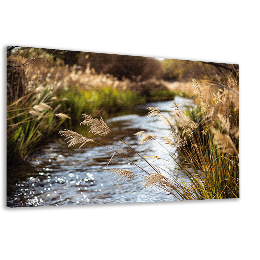 Kabbelende beek in herfstlandschap canvas