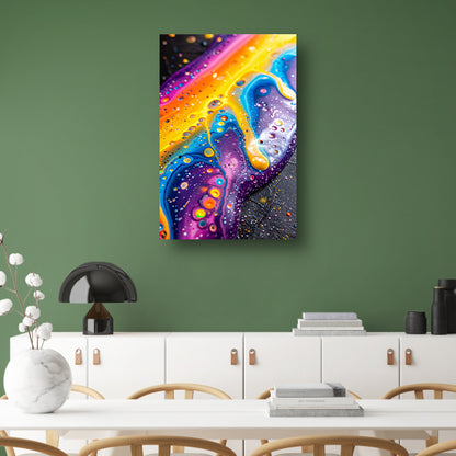 Kleurrijk abstract kunstwerk met dynamische vormen   canvas met baklijst