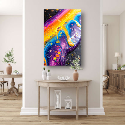 Kleurrijk abstract kunstwerk met dynamische vormen   acrylglas