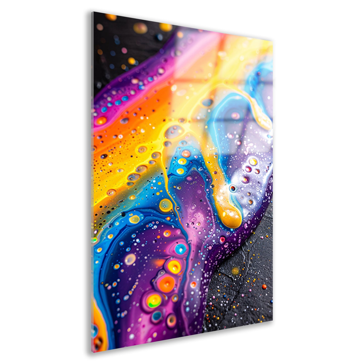 Kleurrijk abstract kunstwerk met dynamische vormen   acrylglas