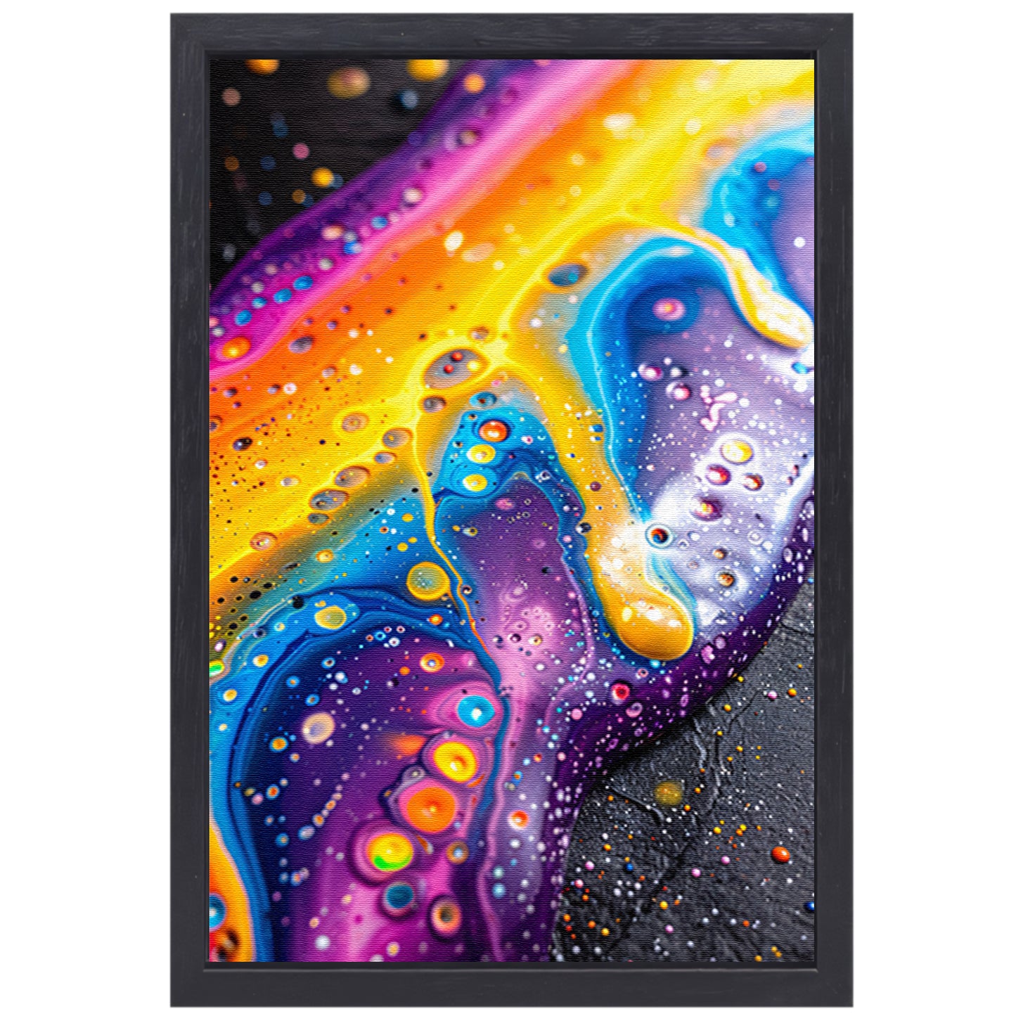 Kleurrijk abstract kunstwerk met dynamische vormen   canvas met baklijst