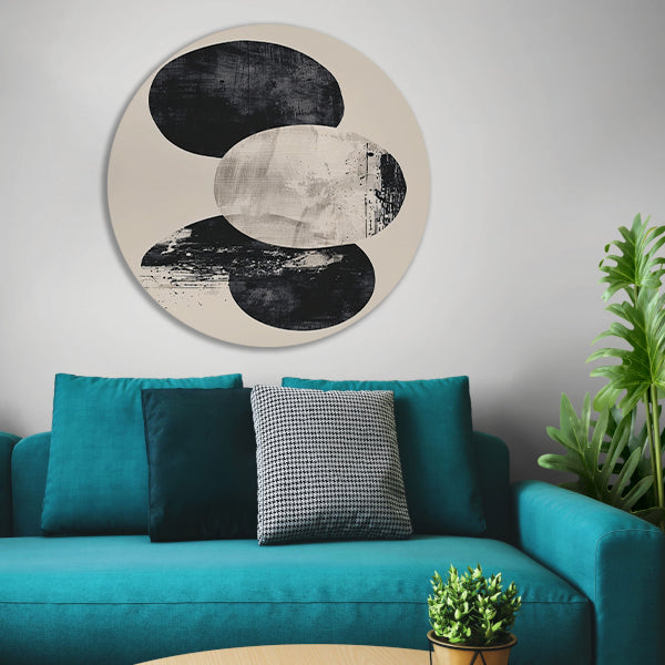Monochrome Textuur Cirkels Abstract Ontwerp aluminium muurcirkel