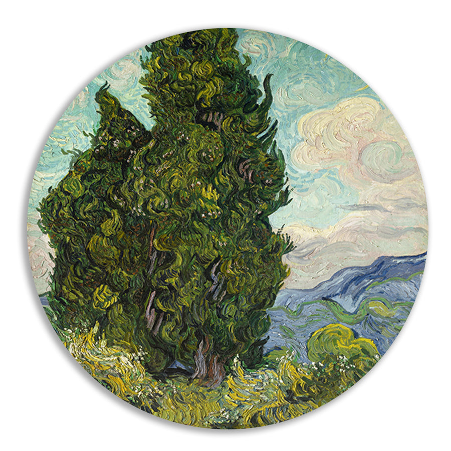 Cypresses - Vincent van Gogh aluminium muurcirkel