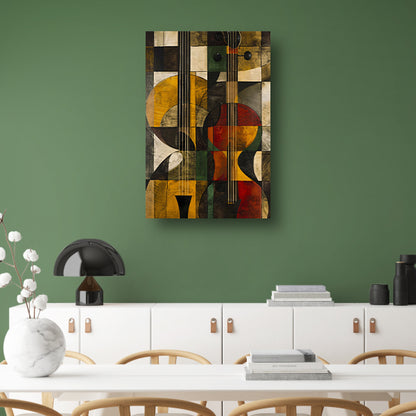 Abstract verbeelding van een gitaar in kleur canvas
