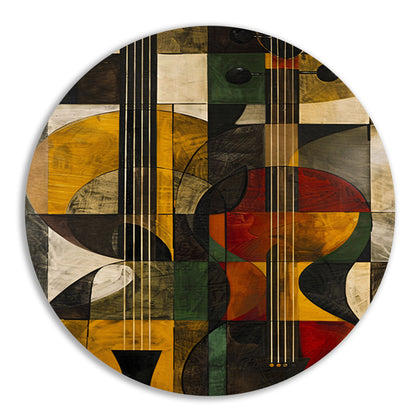 Abstract verbeelding van een gitaar in kleur forex muurcirkel