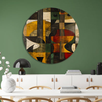 Abstract verbeelding van een gitaar in kleur forex muurcirkel