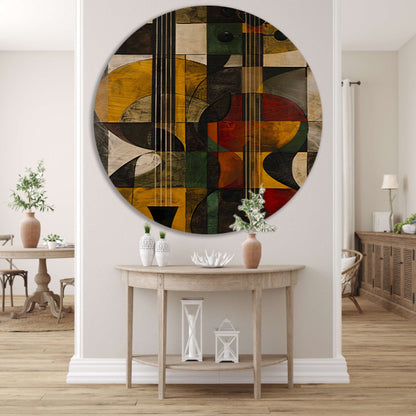 Abstract verbeelding van een gitaar in kleur forex muurcirkel