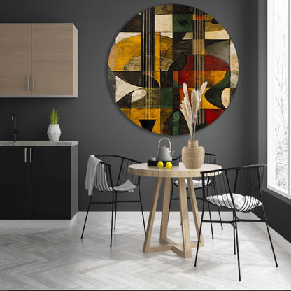 Abstract verbeelding van een gitaar in kleur forex muurcirkel