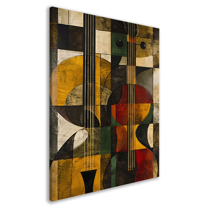 Abstract verbeelding van een gitaar in kleur canvas