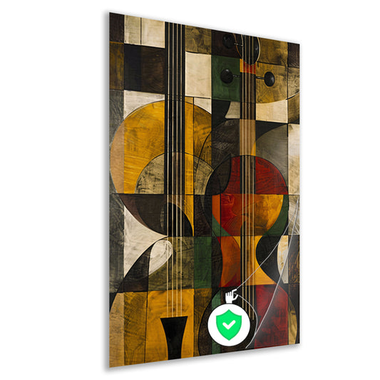 Abstract verbeelding van een gitaar in kleur poster
