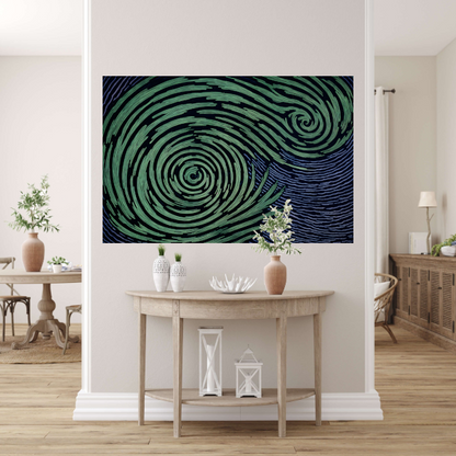 Groene Swirls in Nachtelijke Sfeer poster