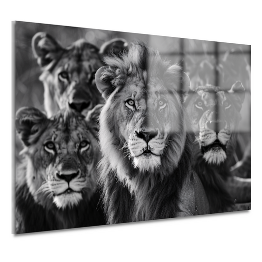 Leeuwenfamilie in de savanne acrylglas