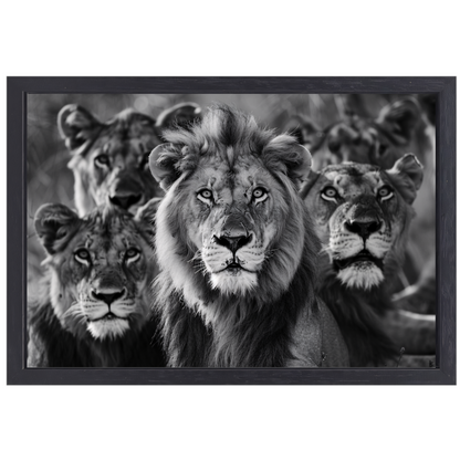 Leeuwenfamilie in de savanne canvas met baklijst