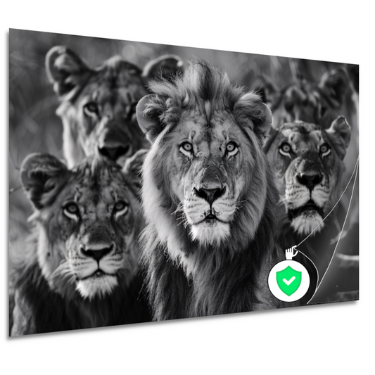 Leeuwenfamilie in de savanne poster