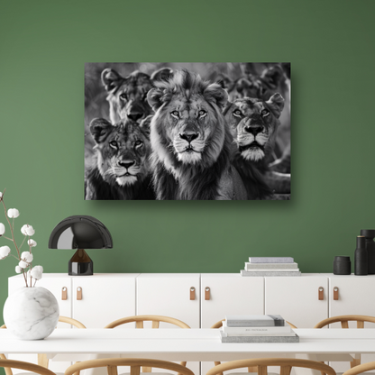Leeuwenfamilie in de savanne acrylglas