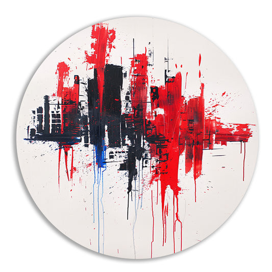 Abstracte dynamische stad op witte achtergrond aluminium muurcirkel