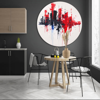 Abstracte dynamische stad op witte achtergrond aluminium muurcirkel