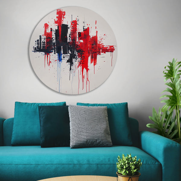 Abstracte dynamische stad op witte achtergrond forex muurcirkel