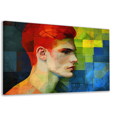 Abstract portret van man in levendige kleuren canvas