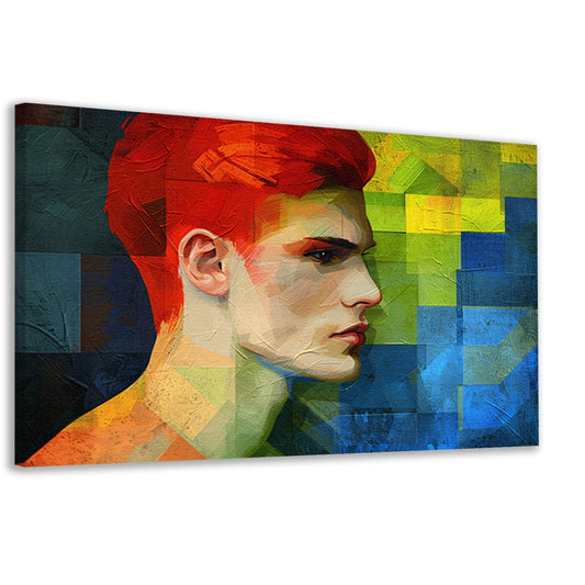 Abstract portret van man in levendige kleuren canvas