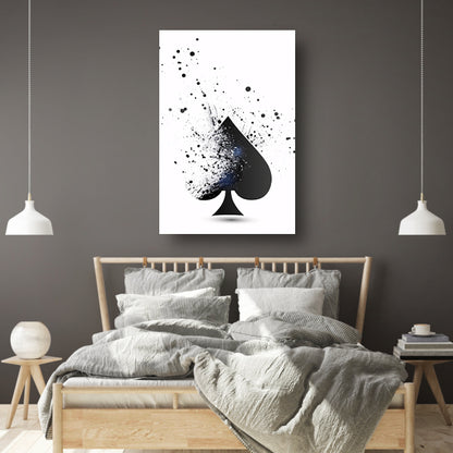 Abstract Schoppen Aas in Zwart-Witte Explosie canvas met baklijst