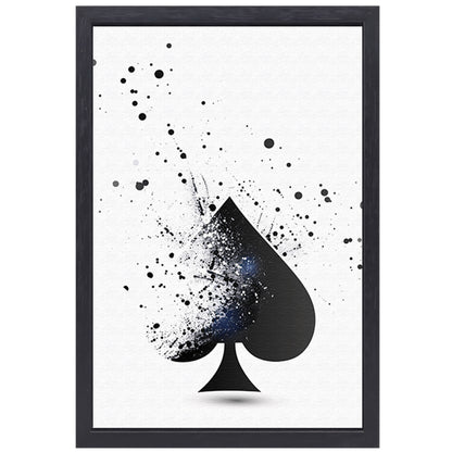 Abstract Schoppen Aas in Zwart-Witte Explosie canvas met baklijst