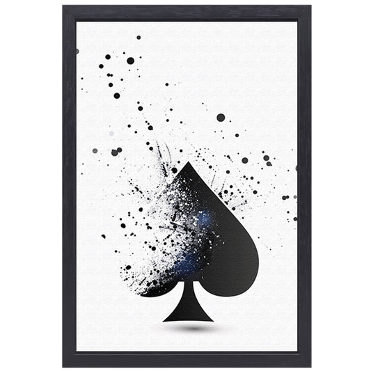 Abstract Schoppen Aas in Zwart-Witte Explosie canvas met baklijst