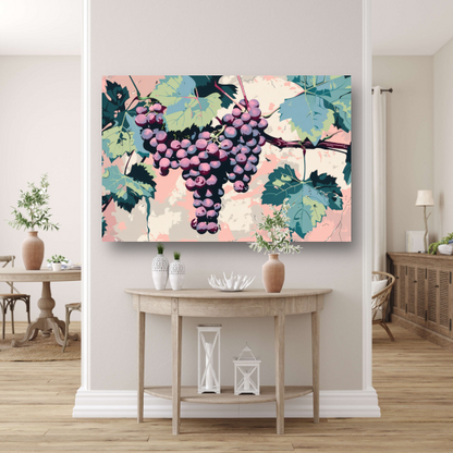 Rijpe Druiven aan de Wijnstok canvas met baklijst