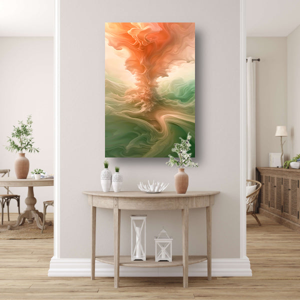 Abstracte kleurrijke wolken en lichtgloed canvas met baklijst