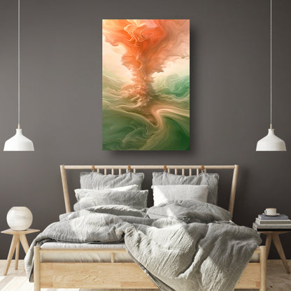 Abstracte kleurrijke wolken en lichtgloed canvas met baklijst