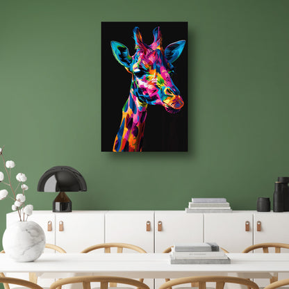 Kleurrijke Pop Art Giraf Portret poster