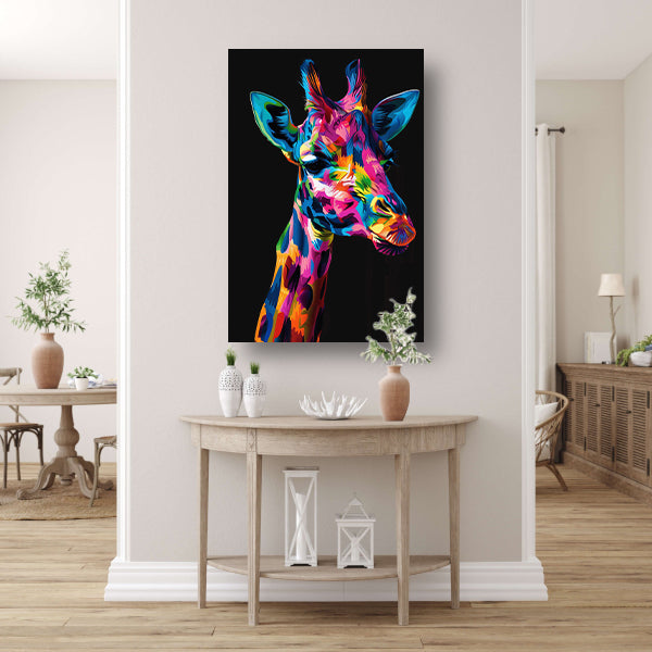 Kleurrijke Pop Art Giraf Portret poster