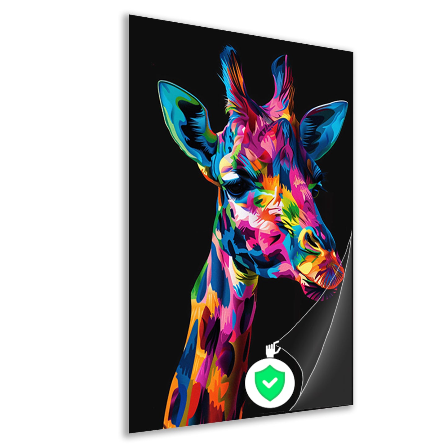 Kleurrijke Pop Art Giraf Portret poster