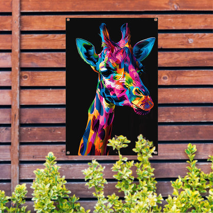Kleurrijke Pop Art Giraf Portret tuinposter