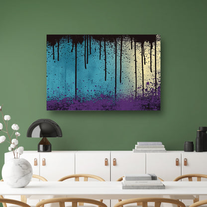 Abstracte kunst met verfspatten en druppels canvas met baklijst